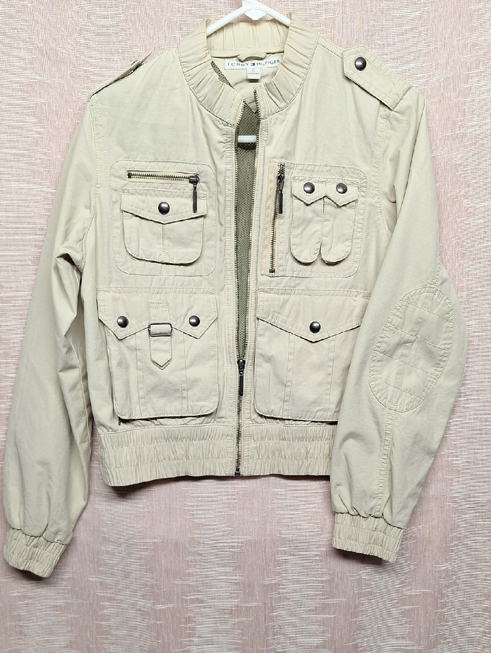 Tommy Hilfiger Khaki Beige Military-Inspired Pocket Jacket